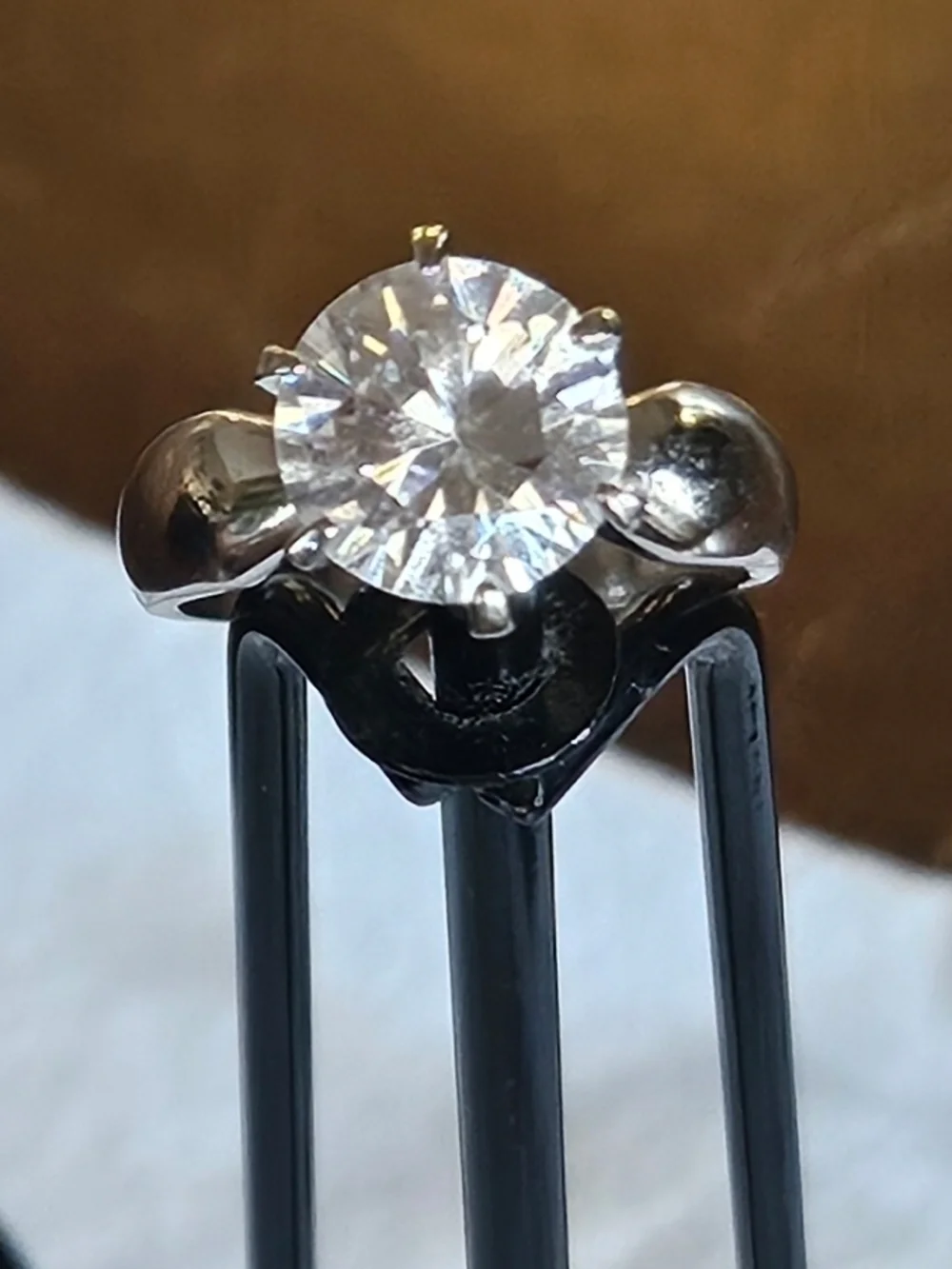 Classic Silver Solitaire Ring with Clear Stone. Stunner!!!!